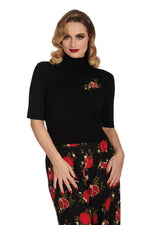 Pomegranate Turtleneck Sweater in Black by Banned