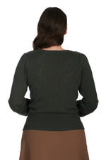 Ruth Pointelle Sweater in Olive by Banned