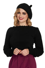 Scarlet Scalloped Neck Sweater in Black by Banned