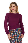 Scarlet Scalloped Neck Sweater in Magenta by Banned