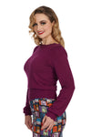 Scarlet Scalloped Neck Sweater in Magenta by Banned