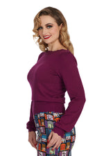 Scarlet Scalloped Neck Sweater in Magenta by Banned