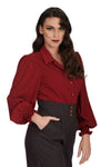 Puff Sleeve Bonnie Blouse in Burgundy by Banned