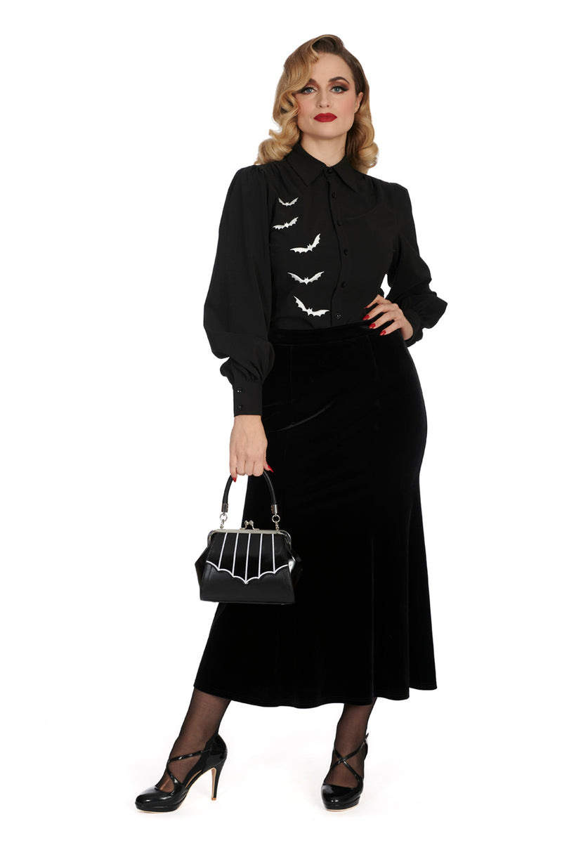 Night Bat Blouse in Black by Banned