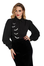 Night Bat Blouse in Black by Banned