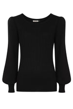 Una Puff Sleeve Sweater in Black by Banned