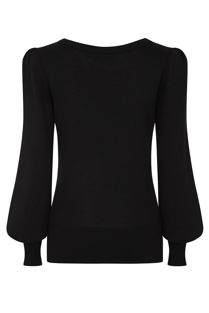 Una Puff Sleeve Sweater in Black by Banned