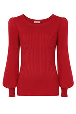 Una Puff Sleeve Sweater in Red by Banned