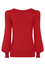 Una Puff Sleeve Sweater in Red by Banned