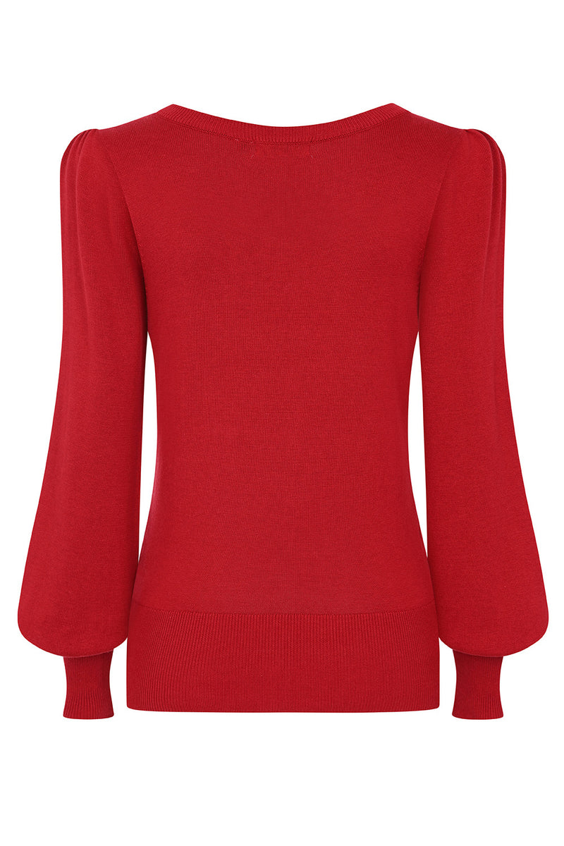 Una Puff Sleeve Sweater in Red by Banned