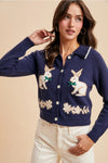 Bunny Cardigan Sweater in Navy