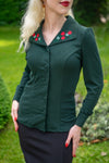 Jazzlyn Green Embroidered Top by Hearts & Roses London