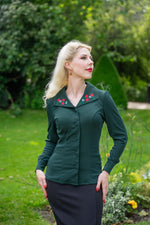 Jazzlyn Green Embroidered Top by Hearts & Roses London