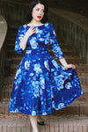 Blue Floral Dafney Swing Dress by Hearts & Roses London