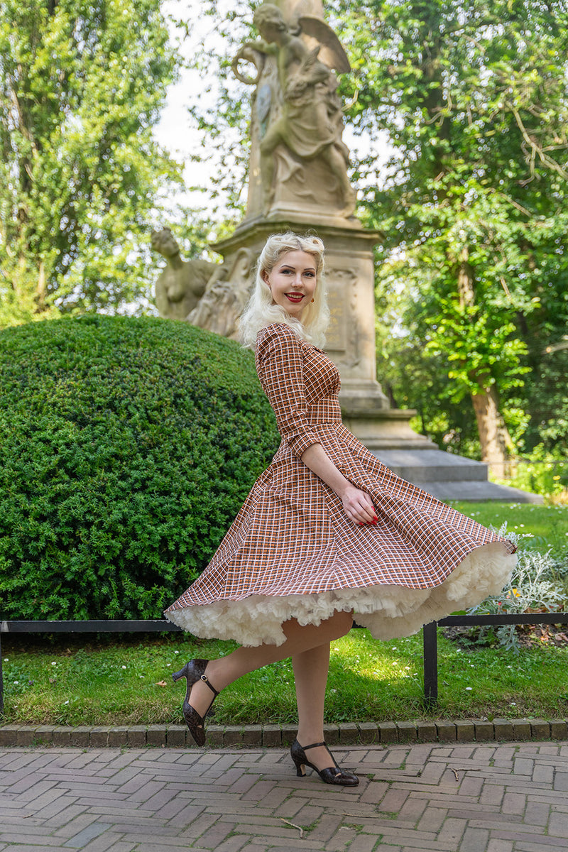 Rust Check Daniella Dress by Hearts & Roses London