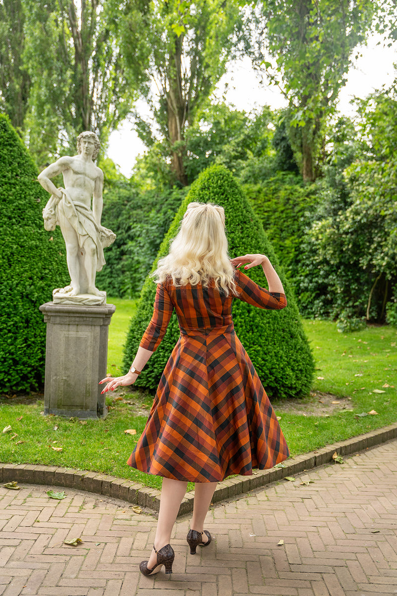 Autumn Rust Plaid Caitlin Dress by Hearts & Roses London