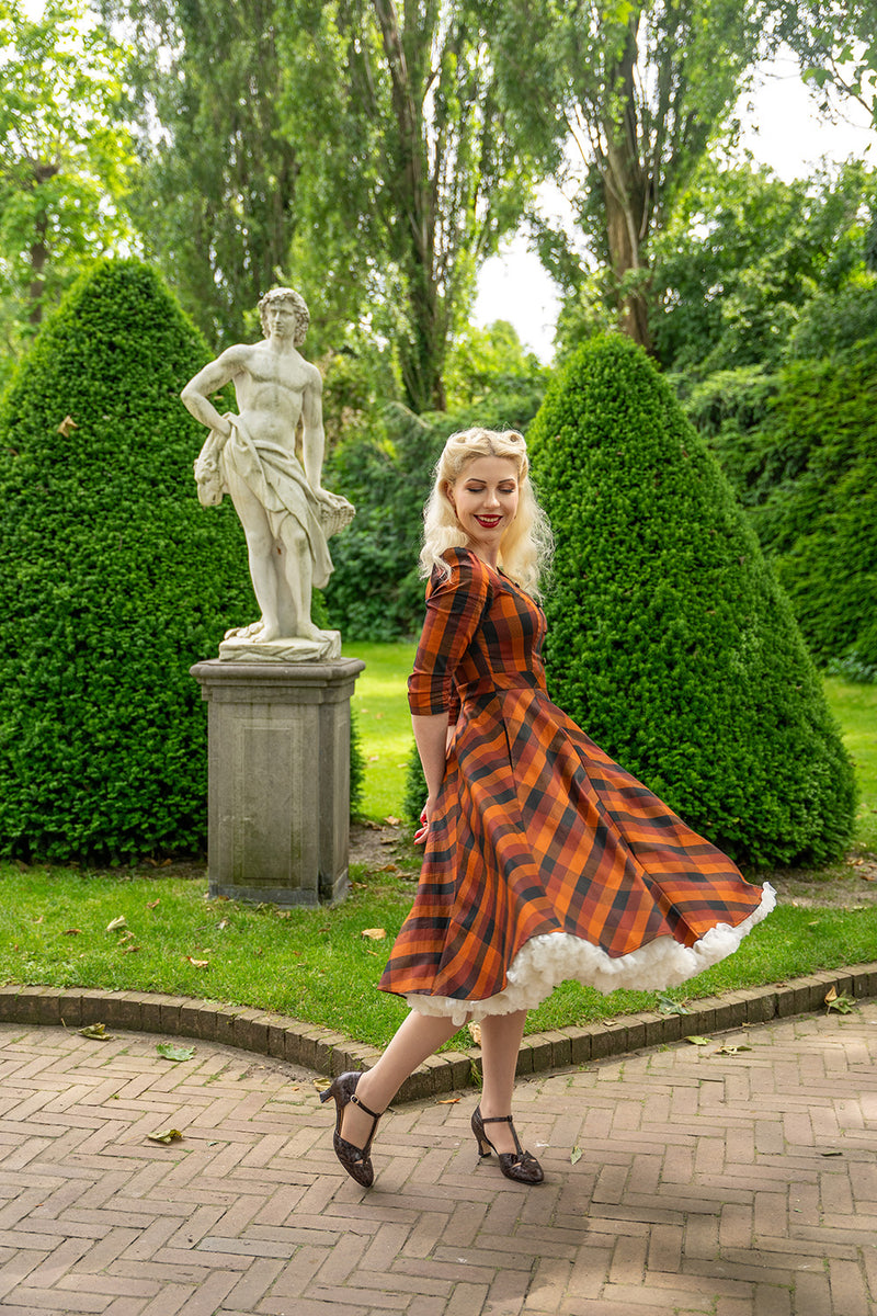 Autumn Rust Plaid Caitlin Dress by Hearts & Roses London