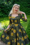 Black and Gold Floral Inez Dress by Hearts & Roses London