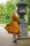 Caroline Swing Coat in Ochre Brown by Hearts & Roses London