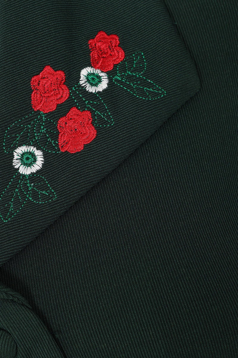 Jazzlyn Green Embroidered Top by Hearts & Roses London