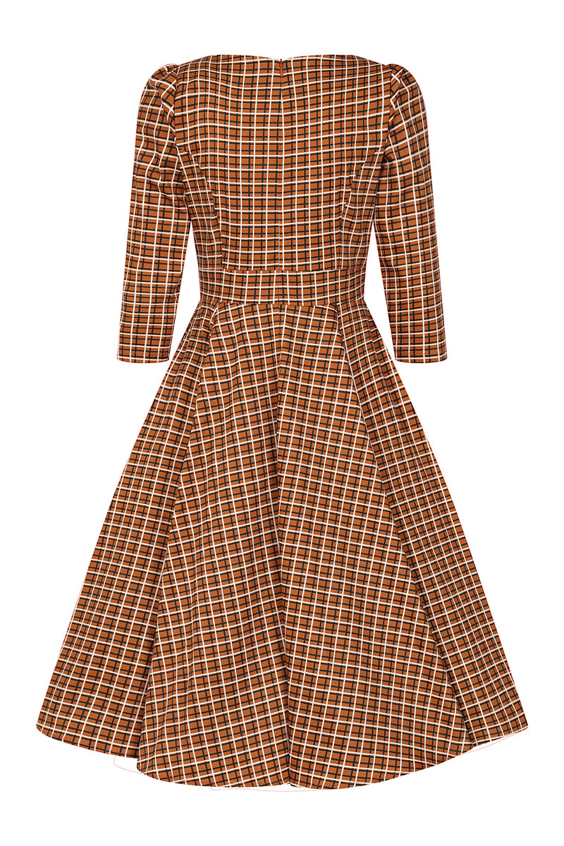 Rust Check Daniella Dress by Hearts & Roses London