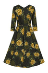 Black and Gold Floral Inez Dress by Hearts & Roses London