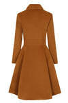 Caroline Swing Coat in Ochre Brown by Hearts & Roses London