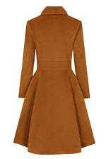 Caroline Swing Coat in Ochre Brown by Hearts & Roses London