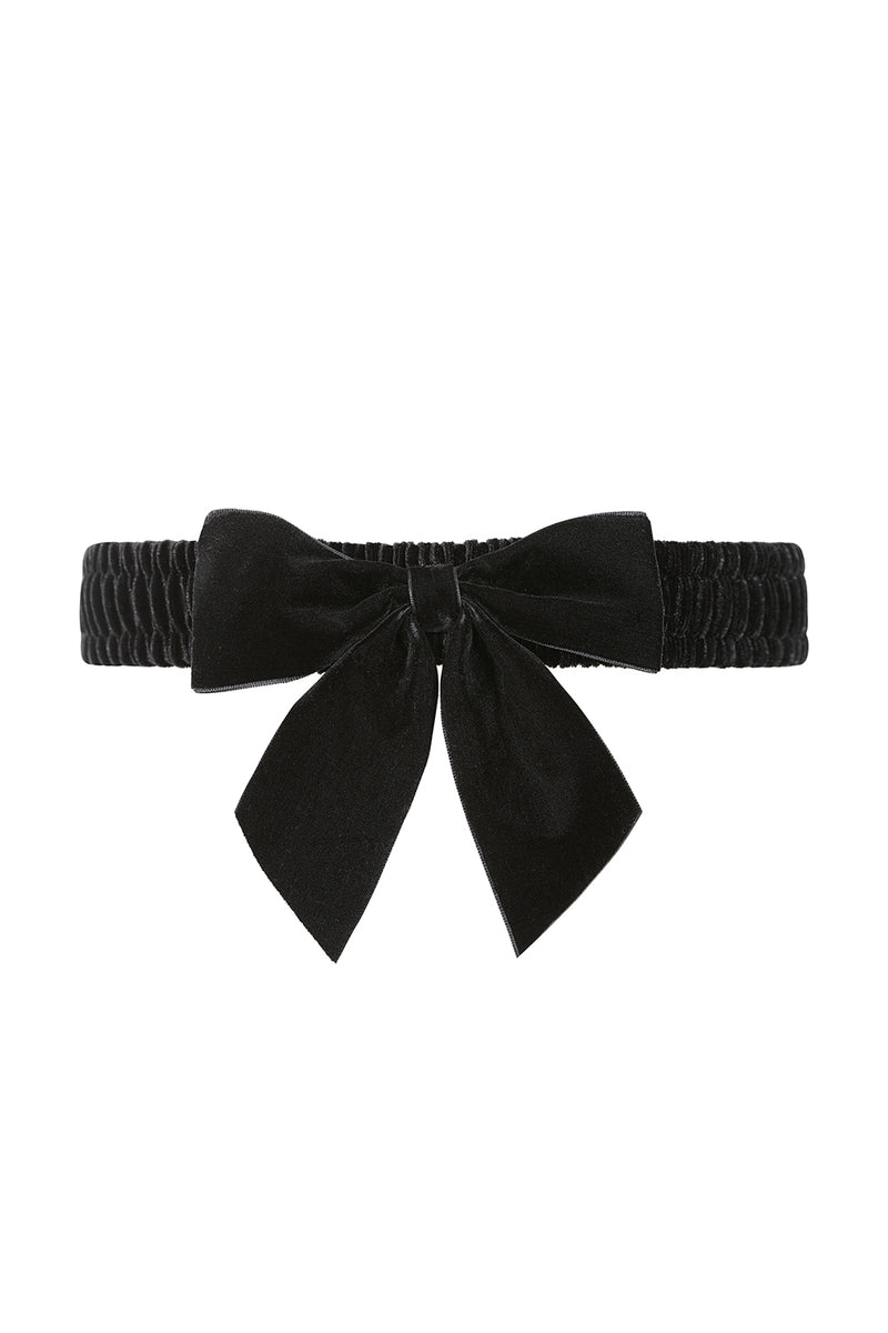 Millie Velvet Bow Belt in Black by Banned