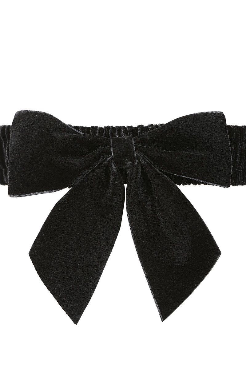 Millie Velvet Bow Belt in Black by Banned