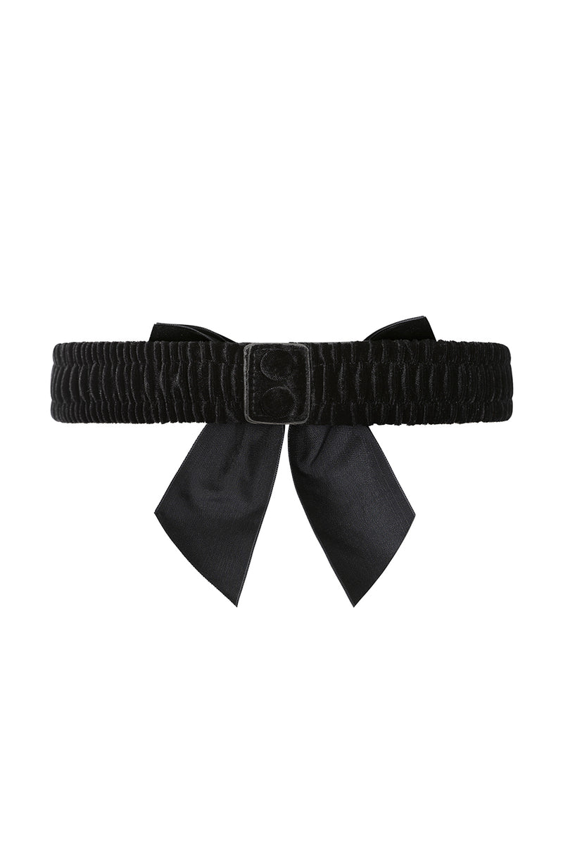 Millie Velvet Bow Belt in Black by Banned