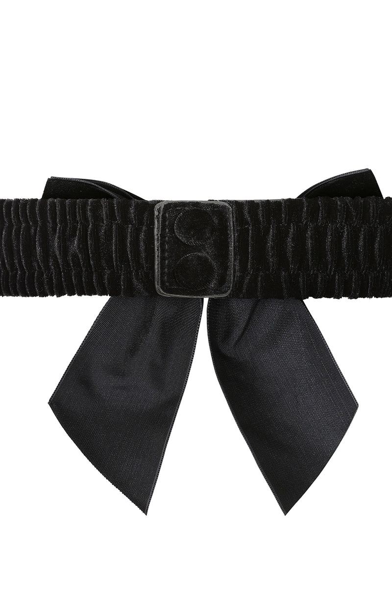 Millie Velvet Bow Belt in Black by Banned