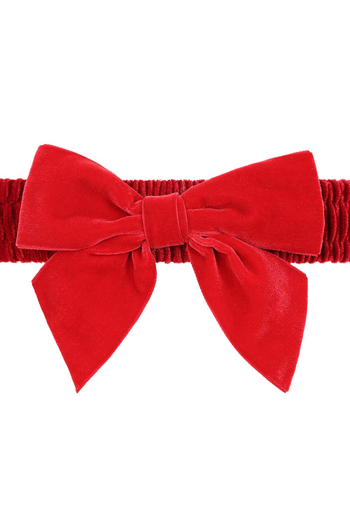 Millie Velvet Bow Belt in Red by Banned
