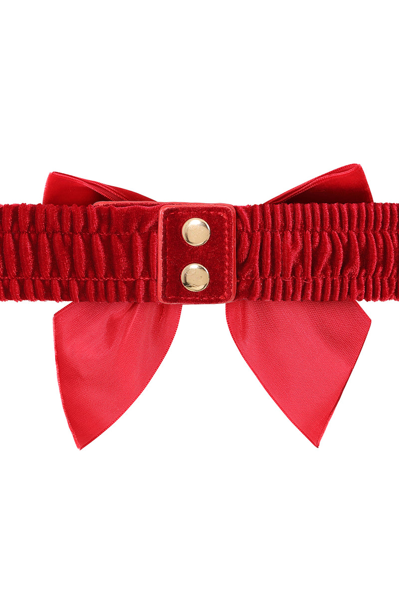 Millie Velvet Bow Belt in Red by Banned