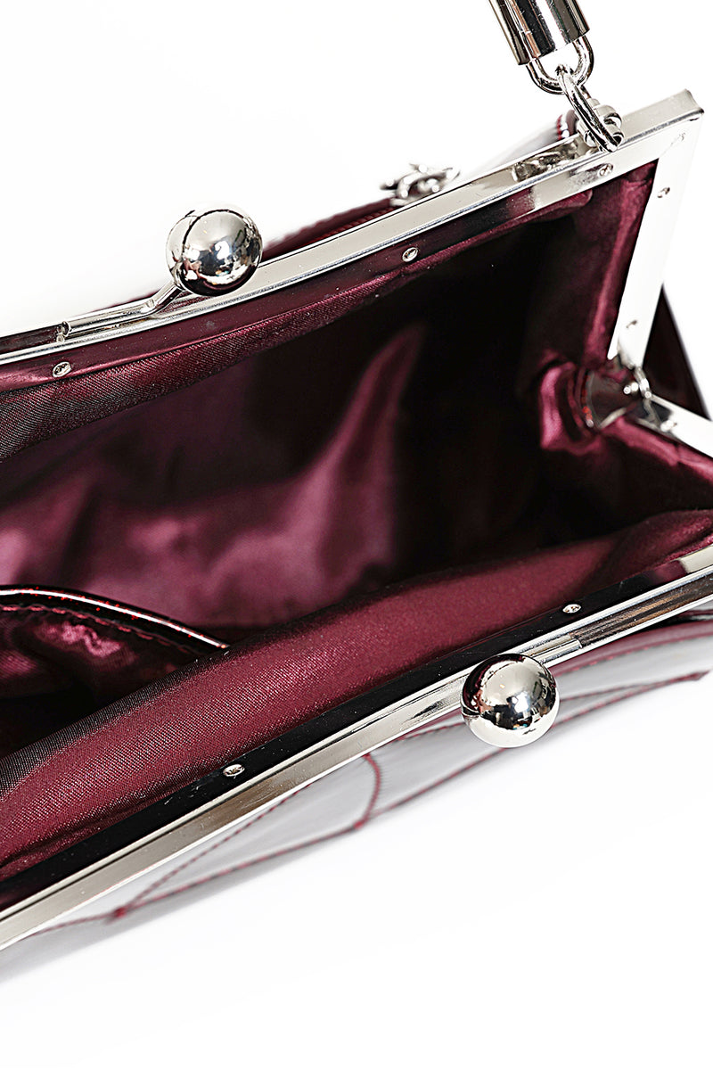 Shimmery Burgundy Bat Satchel Bag by Banned