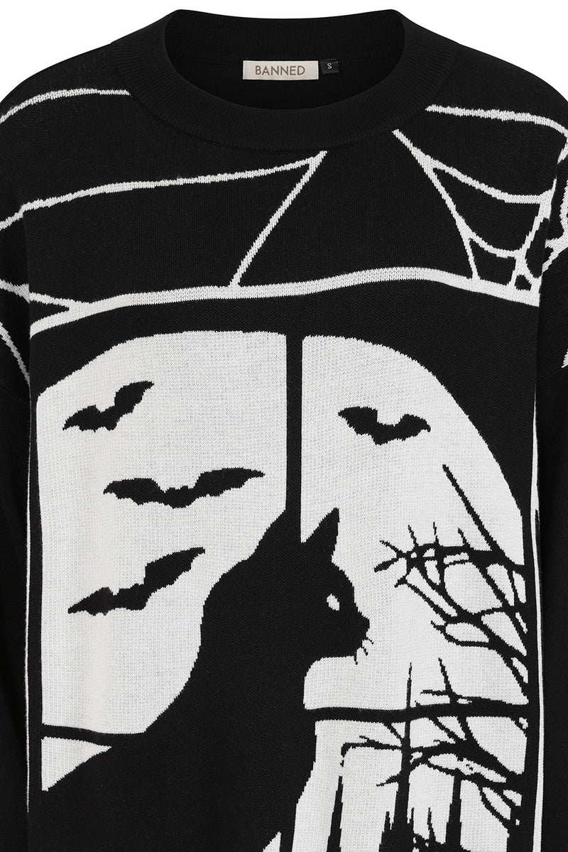 Lunaire Cat Window Sweater Dress by Banned