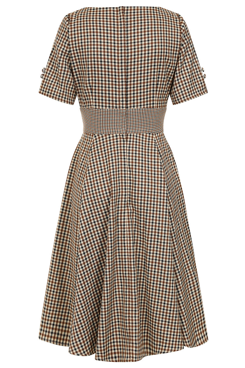 brown and black checkered dress Rydal Check Button Up Midi Dress