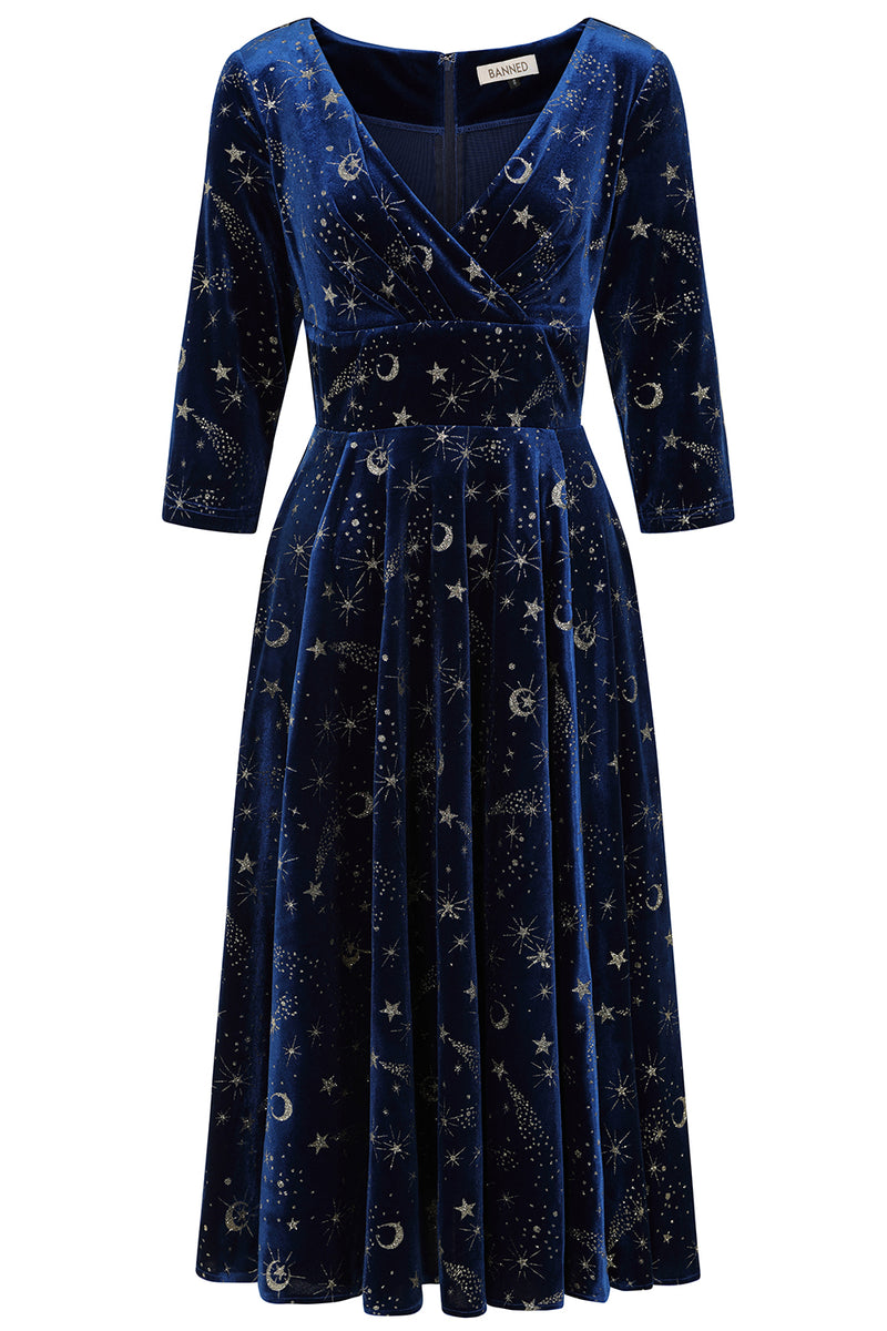 Blue Luna Celestial Velvet Dress by Banned