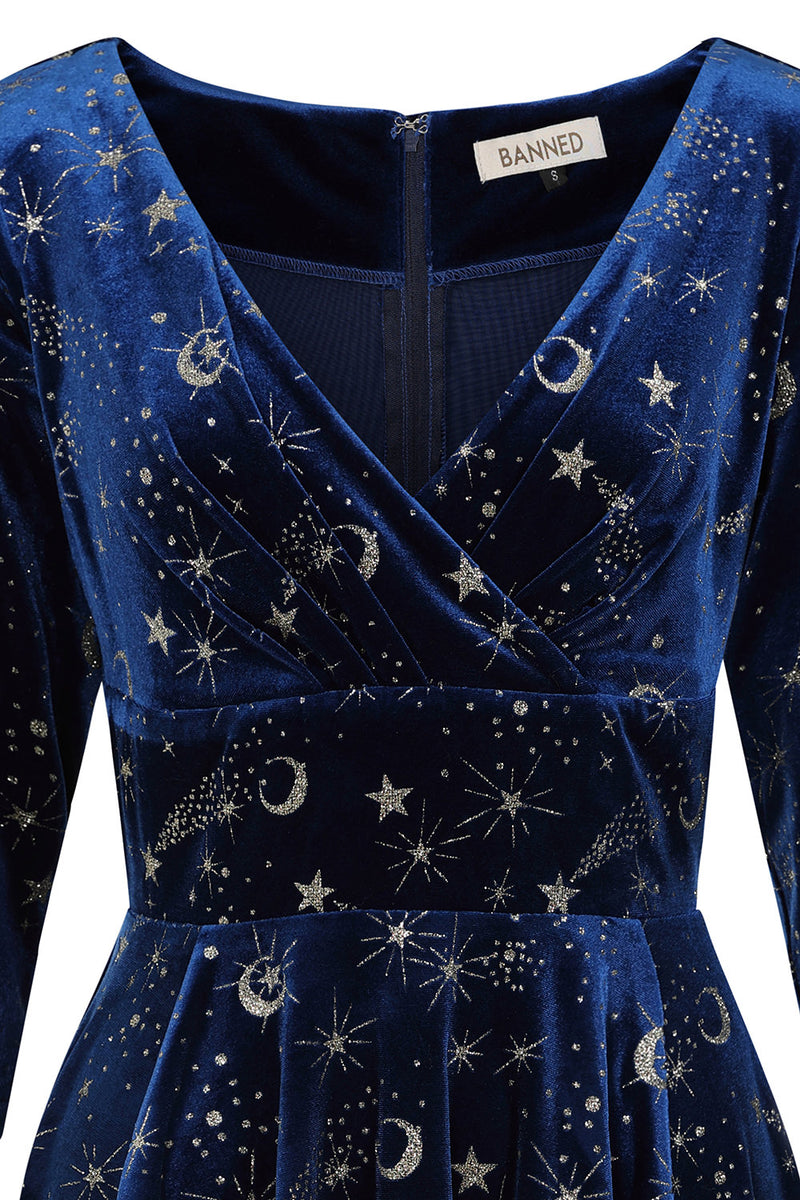 Blue Luna Celestial Velvet Dress by Banned