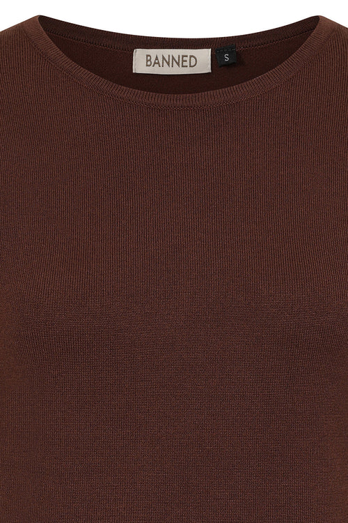 Brown 3/4 Sleeve Grace Sweater by Banned