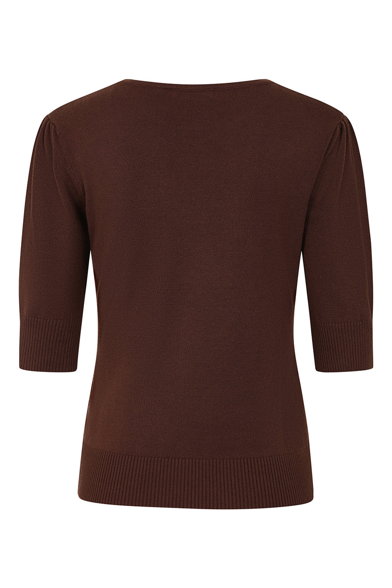 Brown 3/4 Sleeve Grace Sweater by Banned