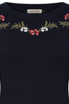 Navy Floral Neckline Carla Sweater by Banned
