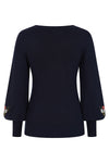Navy Floral Neckline Carla Sweater by Banned