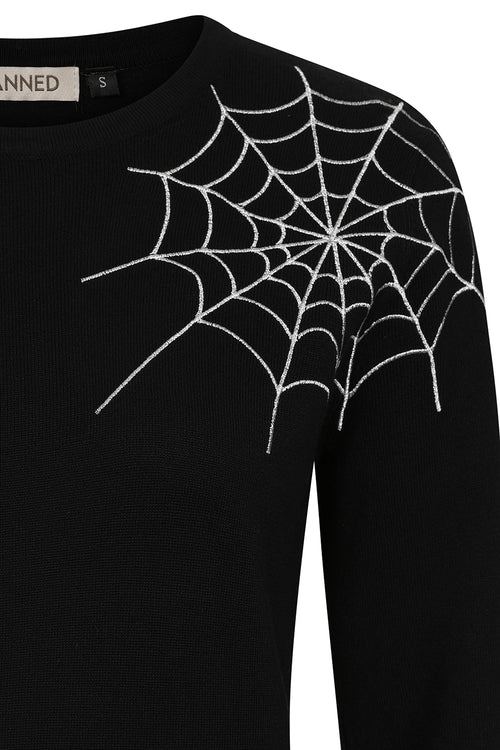 Alina Spiderweb Sweater in Black by Banned