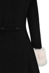 Black Martha Coat with Faux Fur Collar by Banned