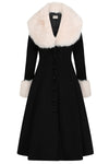 Black Martha Coat with Faux Fur Collar by Banned