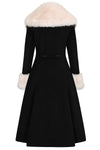 Black Martha Coat with Faux Fur Collar by Banned