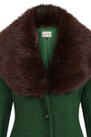 Green Martha Coat with Faux Fur Collar by Banned