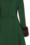 Green Martha Coat with Faux Fur Collar by Banned