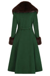 Green Martha Coat with Faux Fur Collar by Banned
